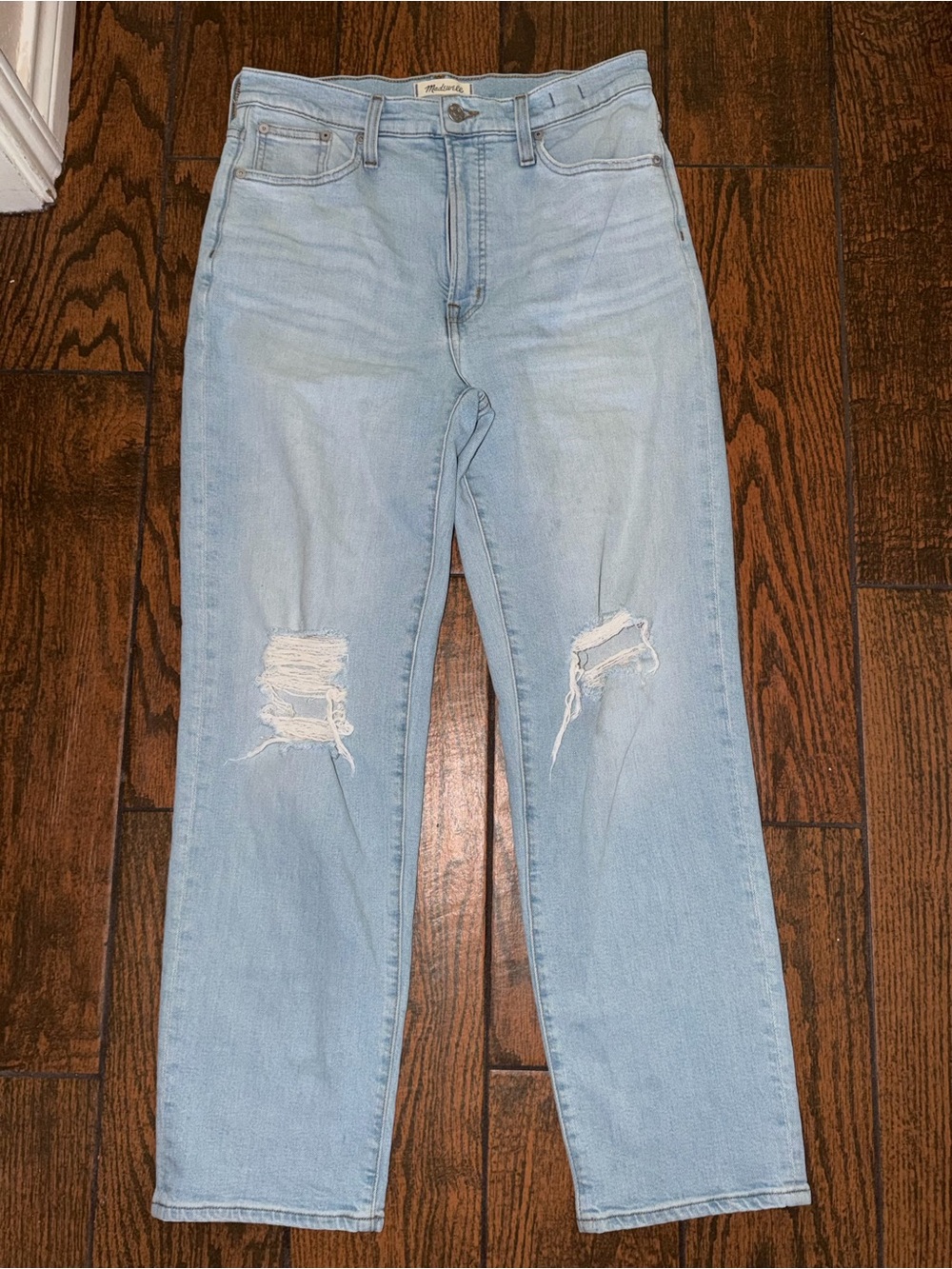 Madewell Light Blue Straight Leg Ripped Jeans